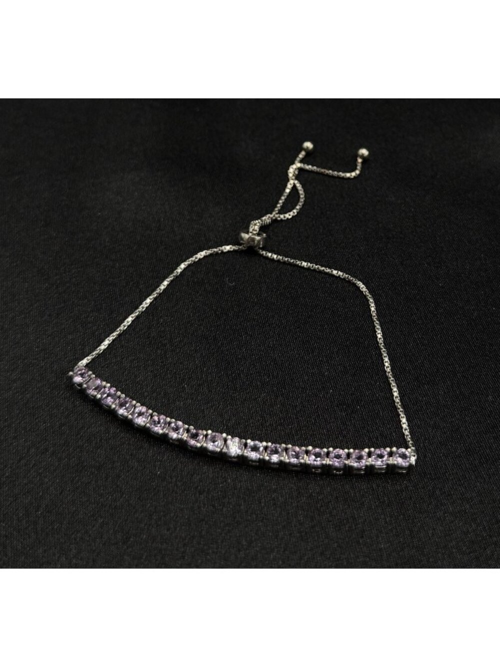 Amethyst 925 Sterling Silver Adjustable Bracelet With Thailand Craftsmanship